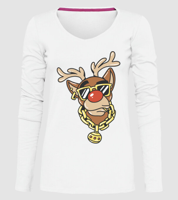 Gangster Reindeer model alb pe tricou