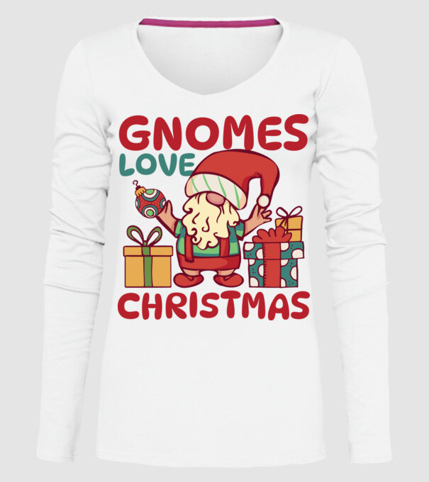 Gnomes LOVE Christmas model alb pe tricou