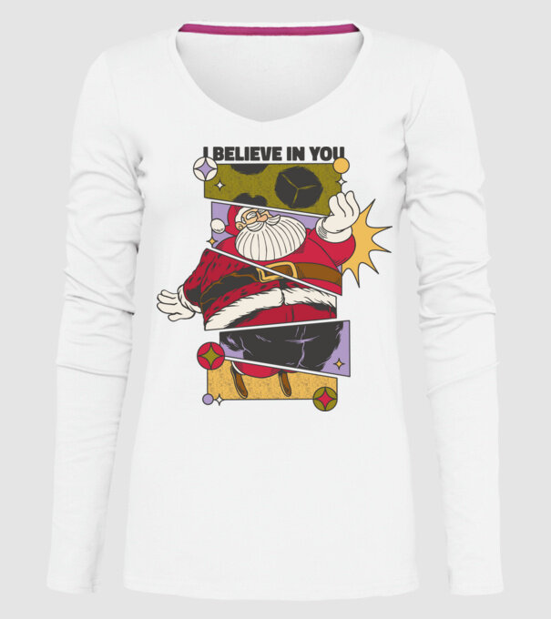 I believe in you Santa model alb pe tricou