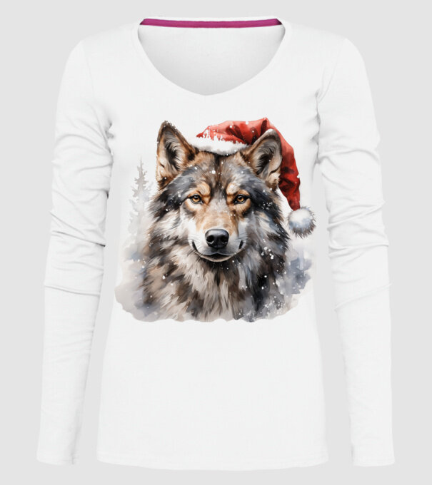 Lupul de Crăciun Alb model alb pe tricou