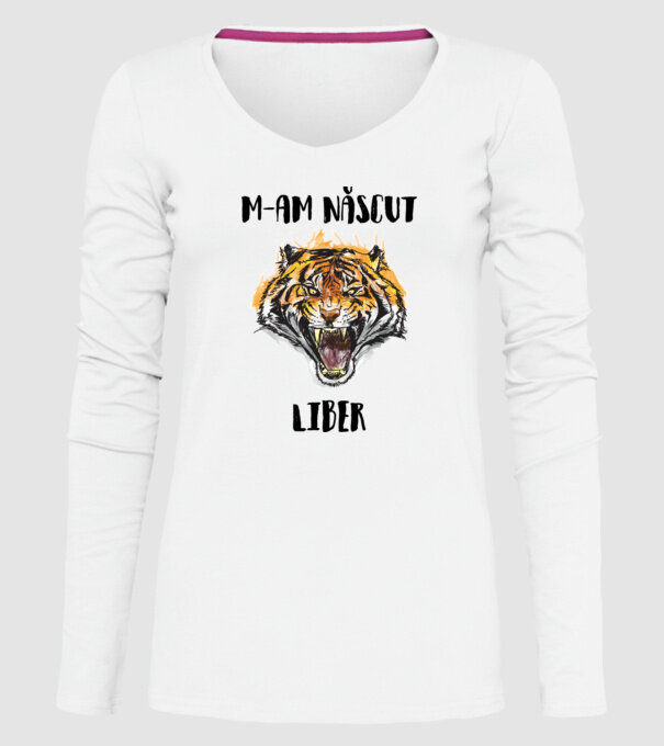 m-am născut liber model alb pe tricou
