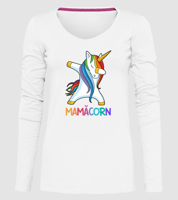 mamăcorn model alb pe tricou