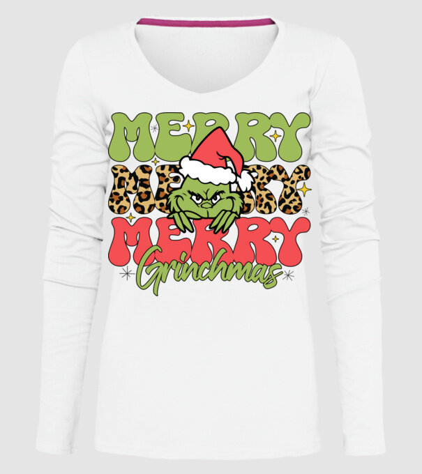 Merry Grinchmas model alb pe tricou