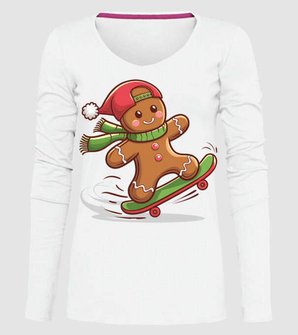 Patinator de turtă dulce model alb pe tricou