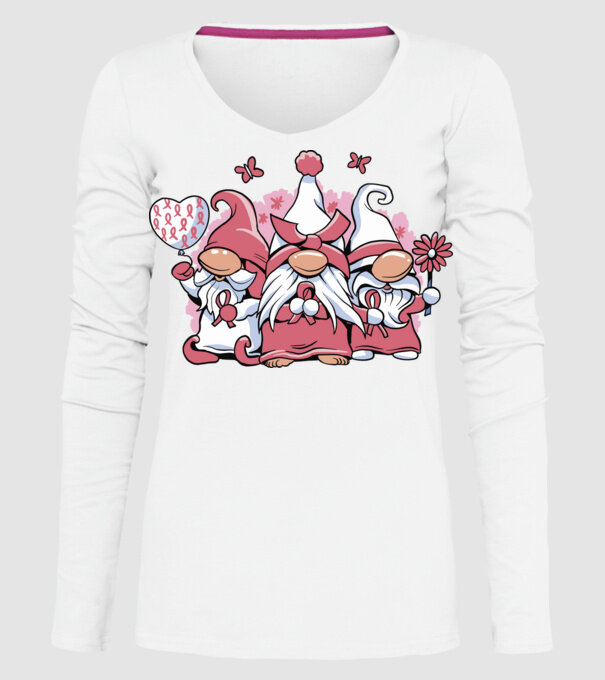 Pink christmas Gnomes model alb pe tricou