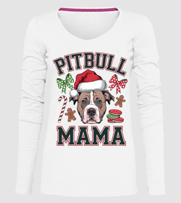 Pitbull Mama model alb pe tricou