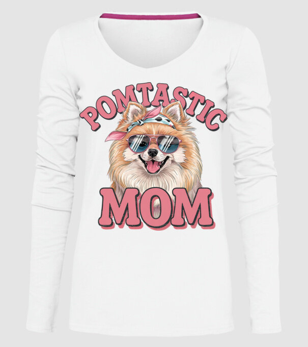 Pomtastic Mom model alb pe tricou