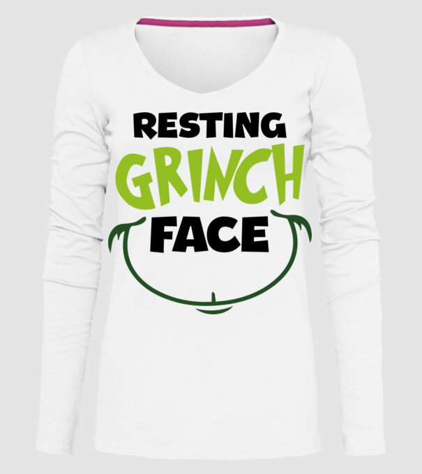Resting Grinch face model alb pe tricou