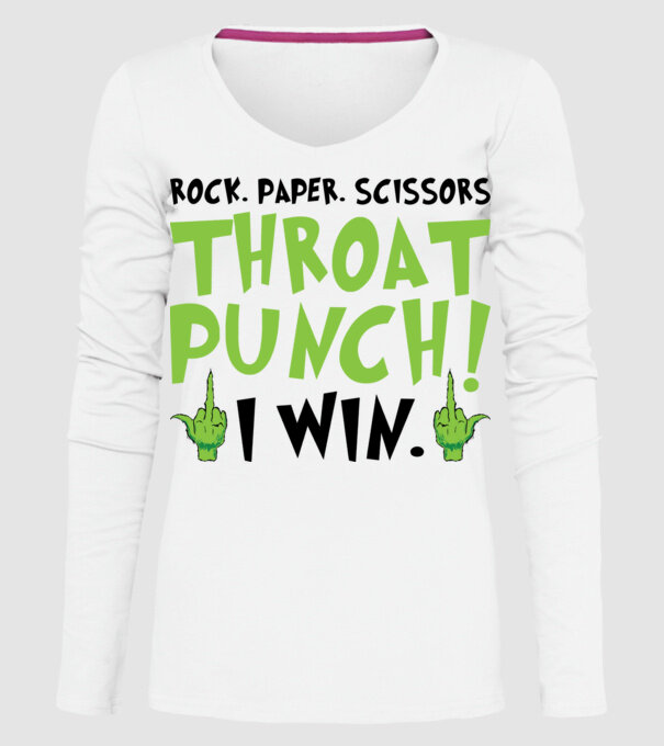 Rock paper scissors - Grinch model alb pe tricou