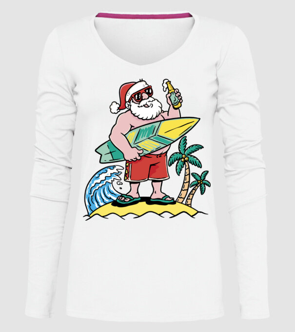 Santa Claus Summer model alb pe tricou