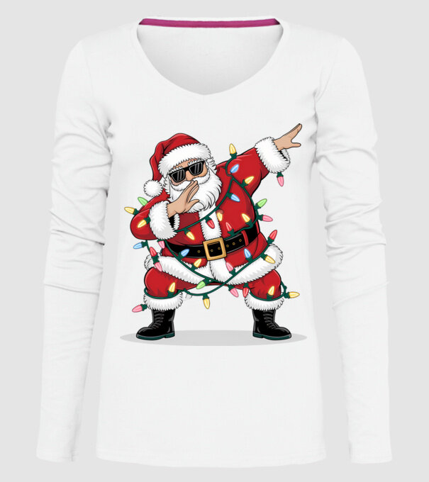 Santa Dab model alb pe tricou