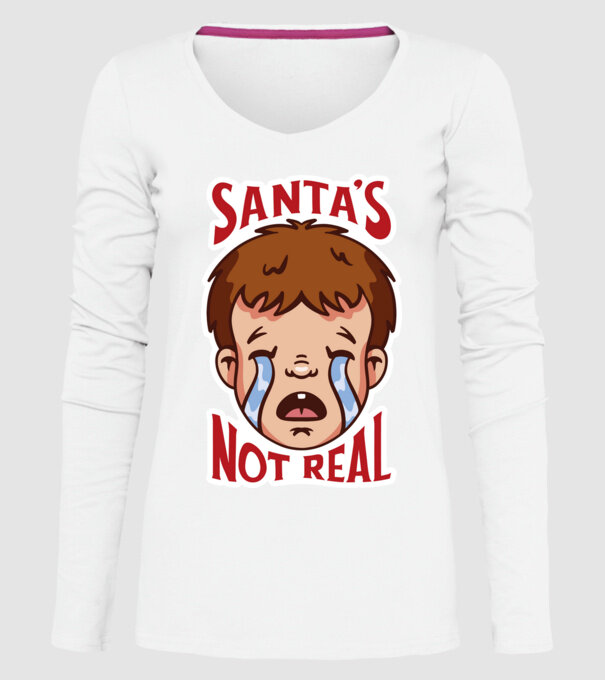 Santa's Not Real copil plângând model alb pe tricou