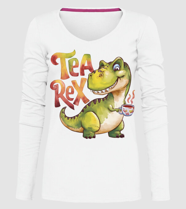 Tea Rex model alb pe tricou