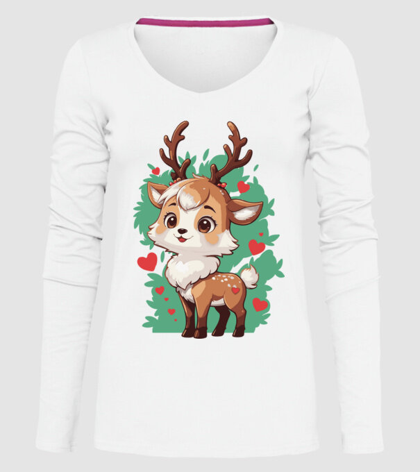 Valentine Deer model alb pe tricou