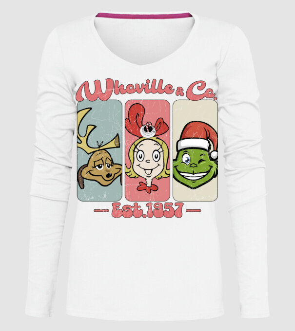 Whoville & Co - Grinch model alb pe tricou