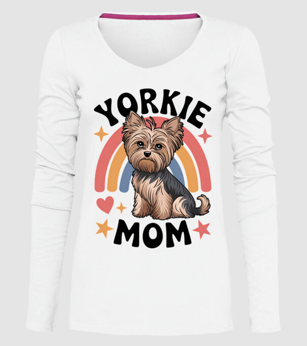 Yorkie Mom Alb model alb pe tricou
