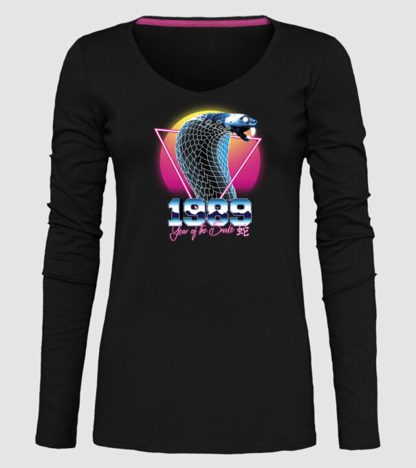 1989 Year of the Snake model negru pe tricou