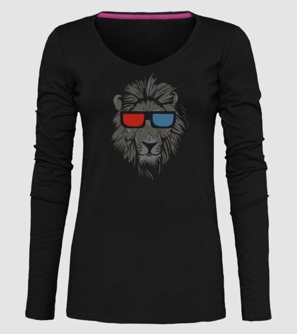 Leu 3d model negru pe tricou