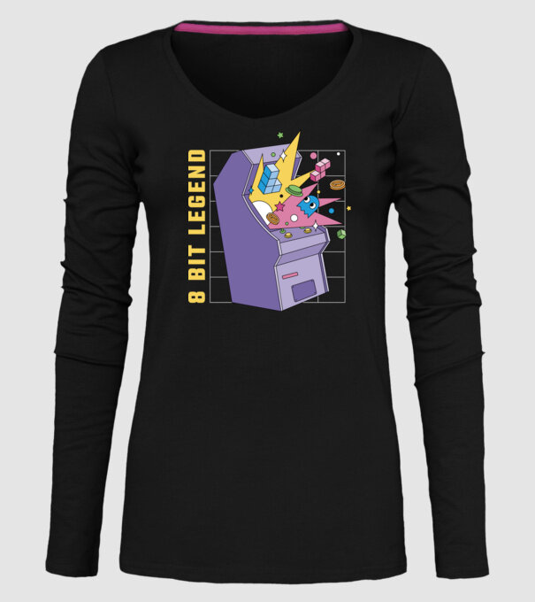 8 Bit Legendă Arcade Slot Machine model negru pe tricou