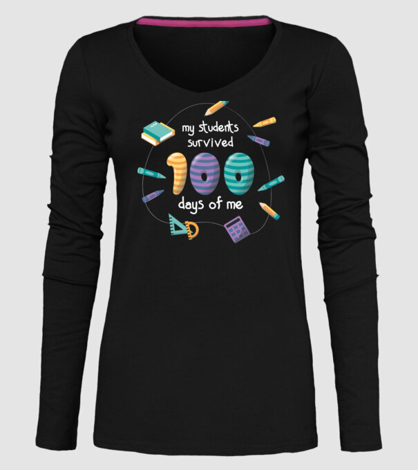 Elevii mei au supraviețuit 100 de zile cu mine model negru pe tricou