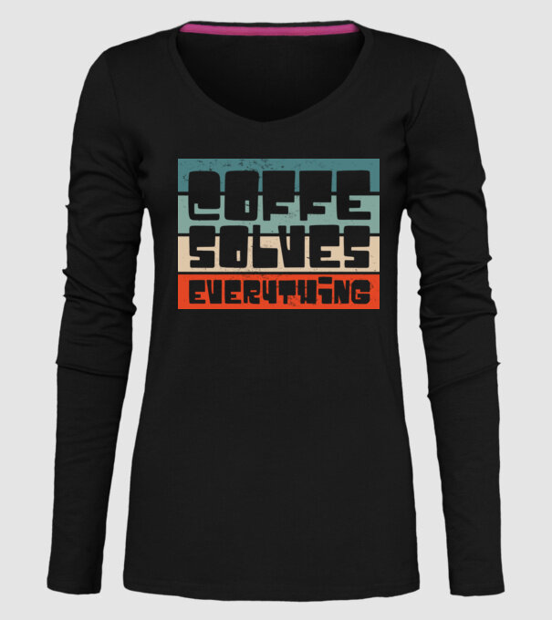 Cafeaua rezolvă totul model negru pe tricou
