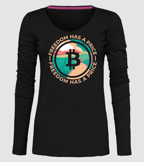 Libertatea are preț Bitcoin model negru pe tricou