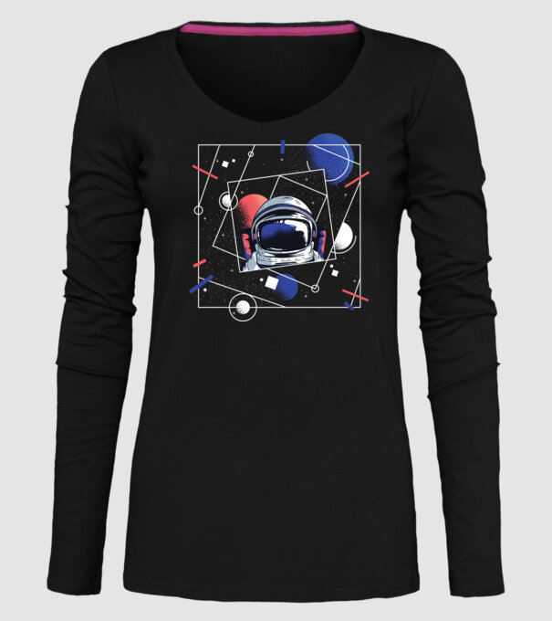 Astronaut univers abstract model negru pe tricou