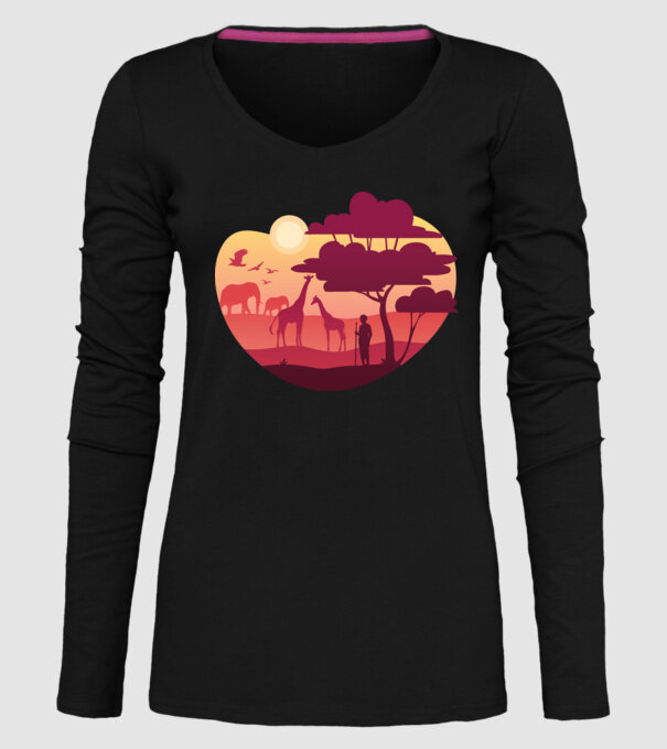 Peisaj african model negru pe tricou