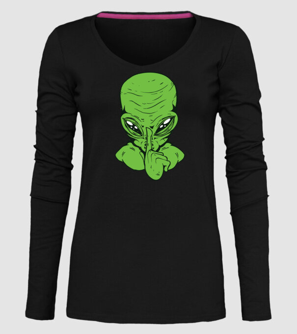 Alien Psst model negru pe tricou