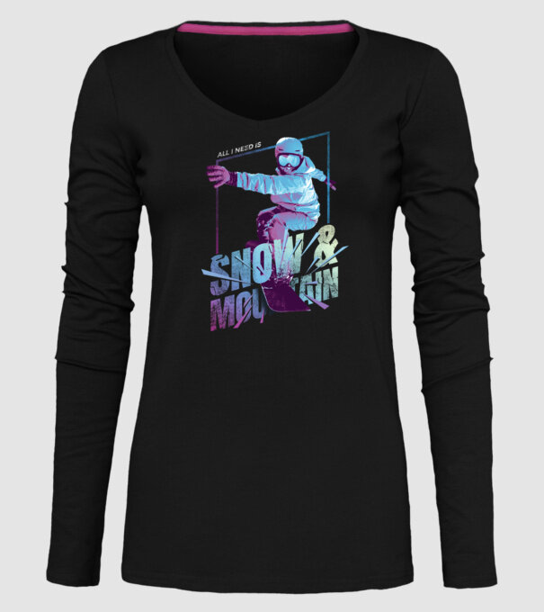All I need is Snowboard model negru pe tricou