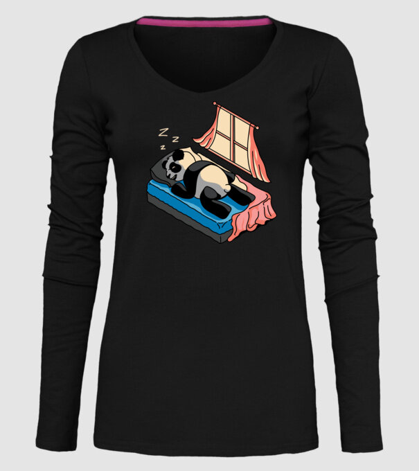 Panda dormind model negru pe tricou