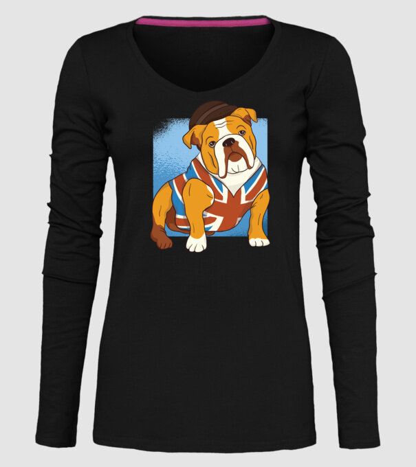 Bulldog englezesc model negru pe tricou