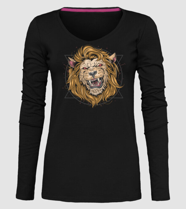 angry lion model negru pe tricou