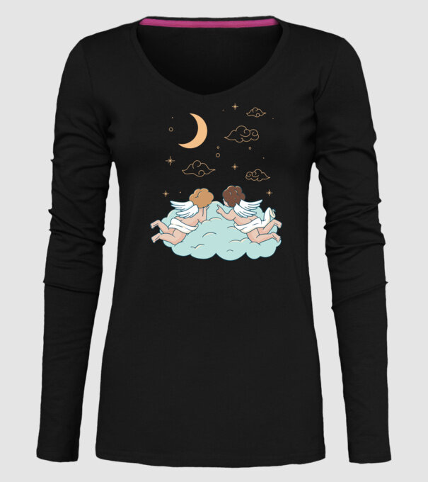 Îngeri model negru pe tricou