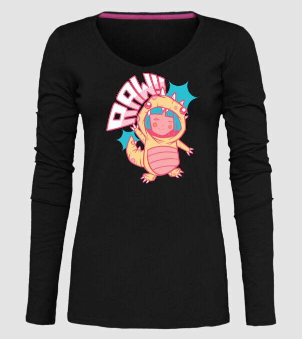 Anime dinozaur model negru pe tricou
