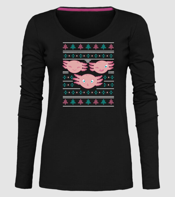 Pulover urât Axolotl model negru pe tricou