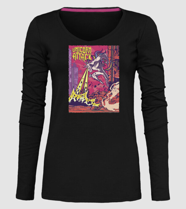 Atacul Unicornului model negru pe tricou