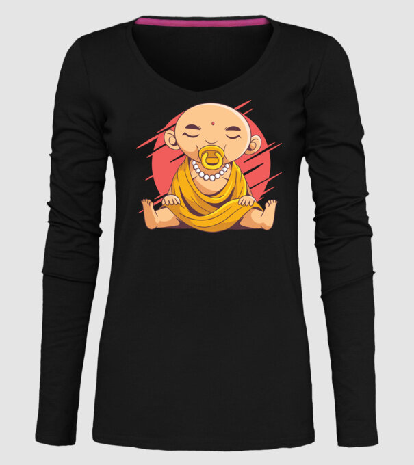 Baby Buddha cu suzetă tricou amuzant model negru pe tricou
