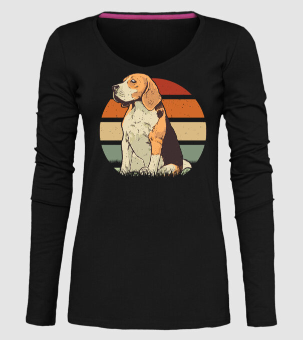 Beagle Retro Sunset model negru pe tricou