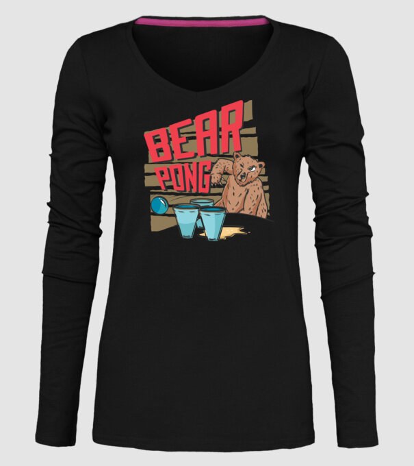 Bear Pong model negru pe tricou
