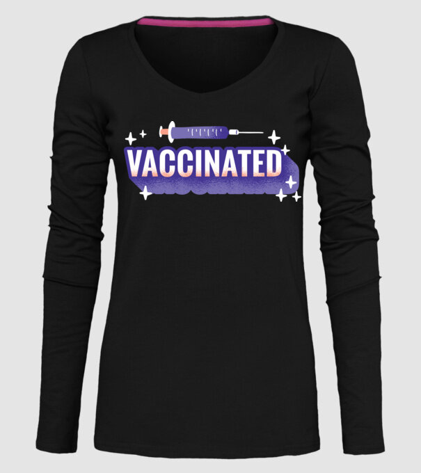 Vaccinat model negru pe tricou