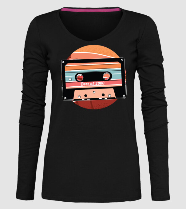 Best of 2000 retro Tape Birthday model negru pe tricou