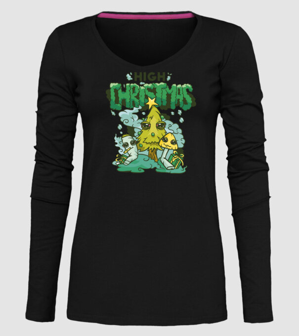 Crăciun drogat model negru pe tricou