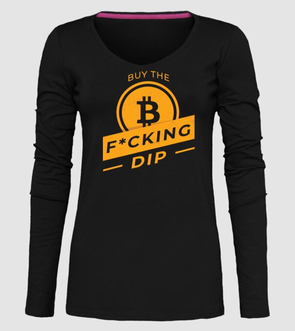 Bitcoin - Buy the fucking dip model negru pe tricou