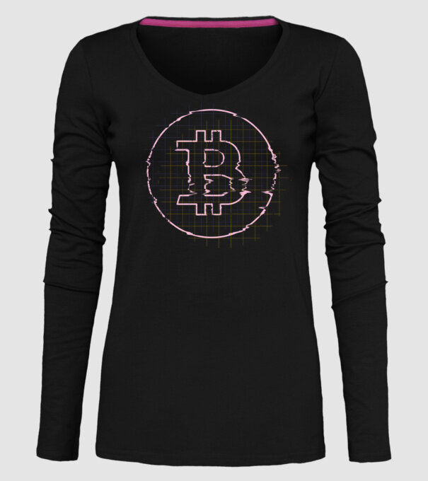 Bitcoin Glitch model negru pe tricou