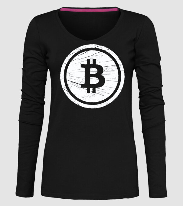 Bitcoin logo model negru pe tricou