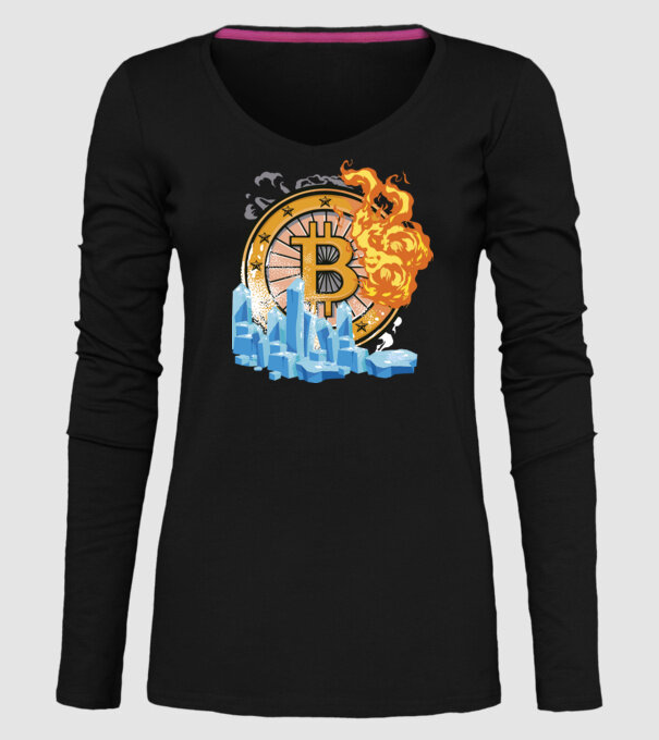 Logo Bitcoin model negru pe tricou
