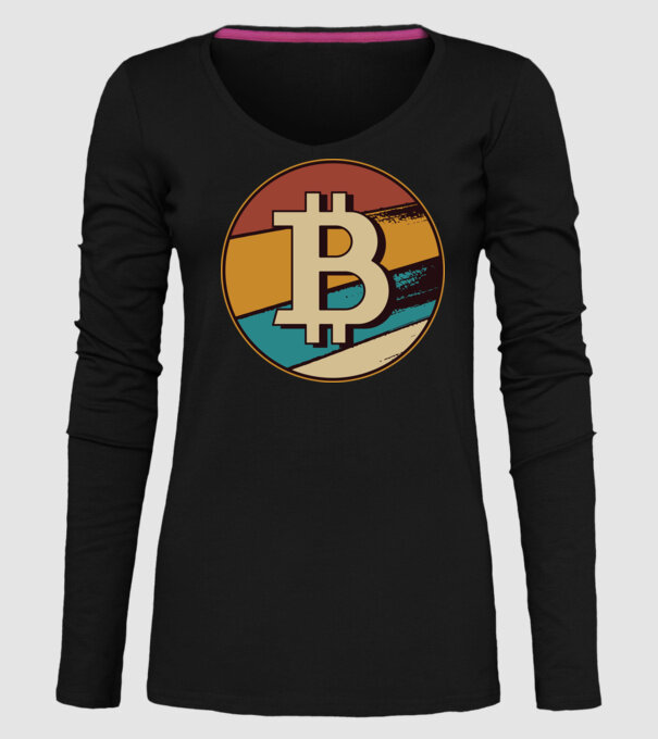 Bitcoin retro model negru pe tricou