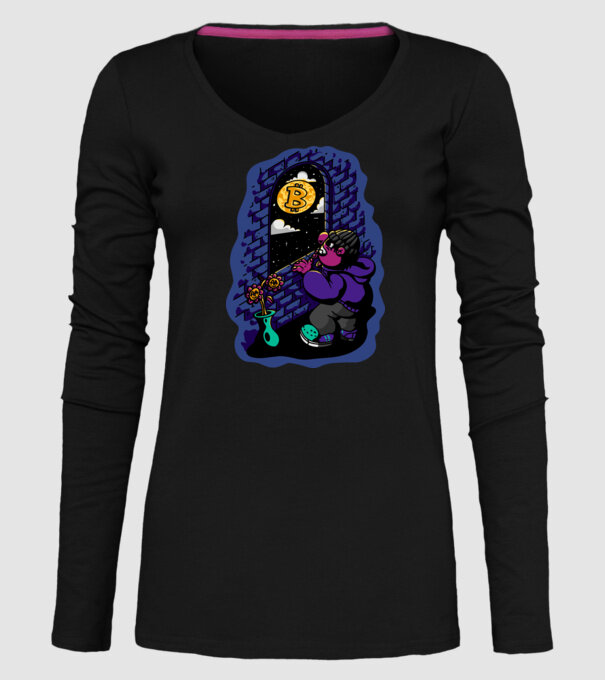 Bitcoin to the moon model negru pe tricou