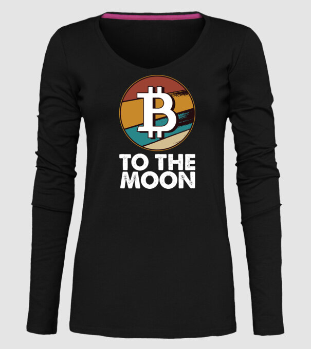Bitcoin to the moon model negru pe tricou